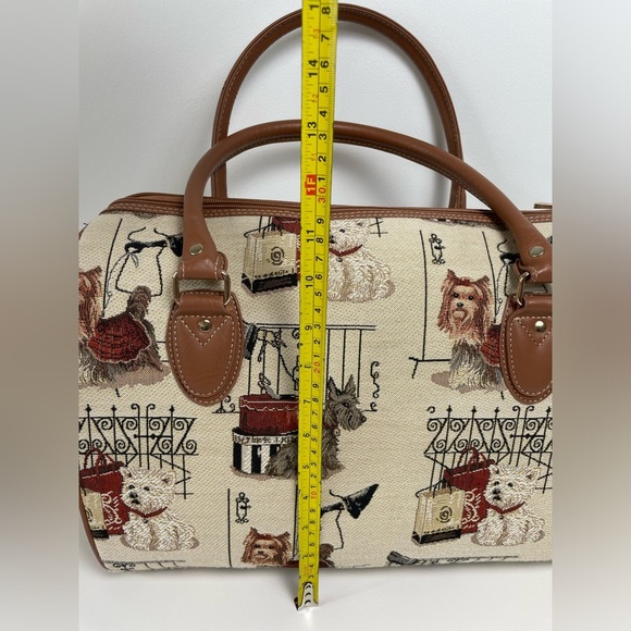 Signare Tapestry Brown Puppies Dog  Tote Hand Bag Large Rare Novelty - Picture 10 of 15